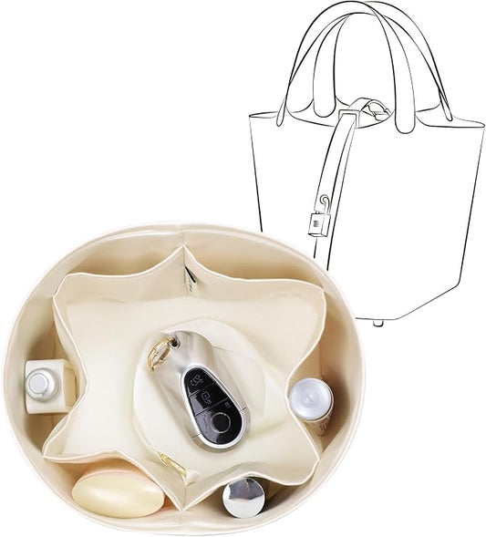 Fits for Picotin 18 Bag Insert, Premium Silk Purse Organizer Insert, Smooth Touch & Lightweight， Luxury Handbag Organizer with Gift Box Fits For Hermes(PC18,Craie) by JLYZMoon
