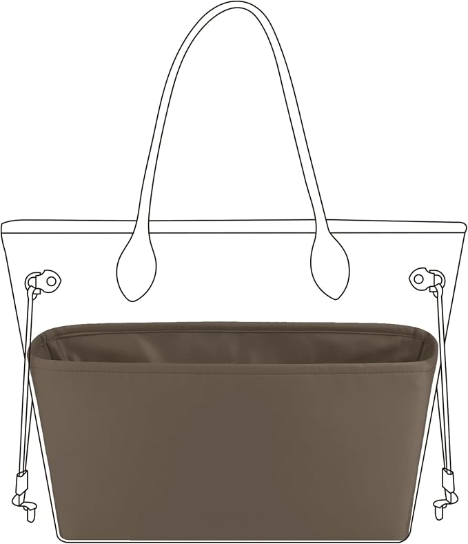 DGAZ Purse Organizer Insert Fits Neverfull-Mini/PM/MM/GM Bags，Silk Bag Organizer，Luxury Handbag & Tote Shaper（PM, Etoupe grey） by DGAZ