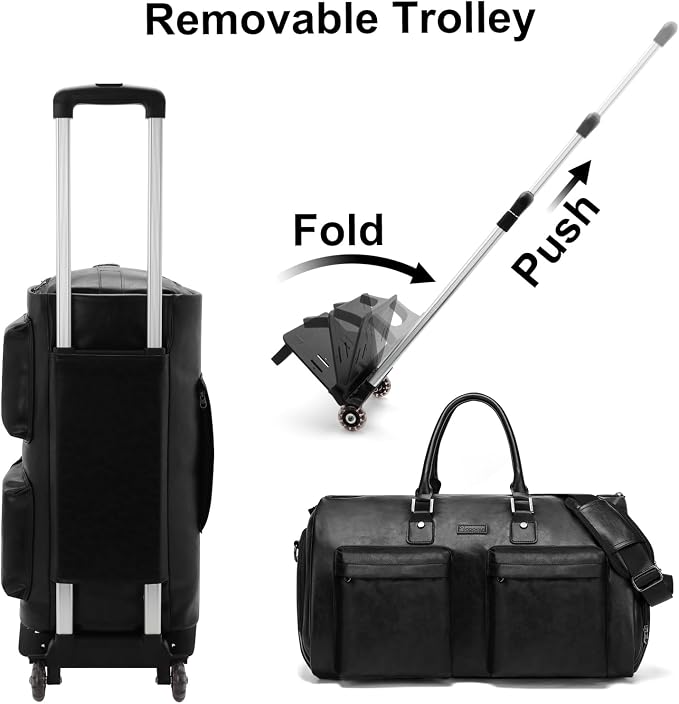 Modoker Convertible Rolling Garment Bag, Carry-On Duffle | 3-in-1 carry-on rolling duffle bag with wheels, suit carrier for overnight travel for both men and women - Image 2