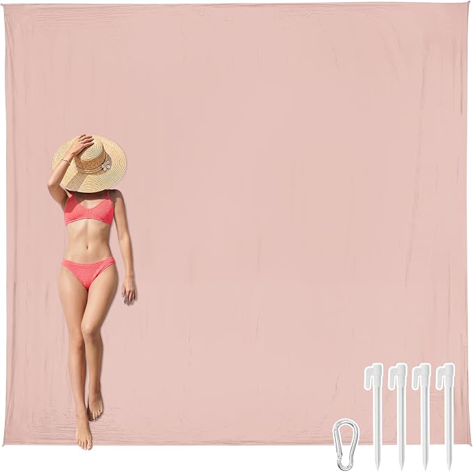AlphaBeing Beach Blanket Waterproof Sandproof, Extra Large Beach Mat for 1–8 Adults, Oversized Picnic Blanket with 4 Stakes & Storage Bag, Essential Beach Gear for Travel by AlphaBeing
