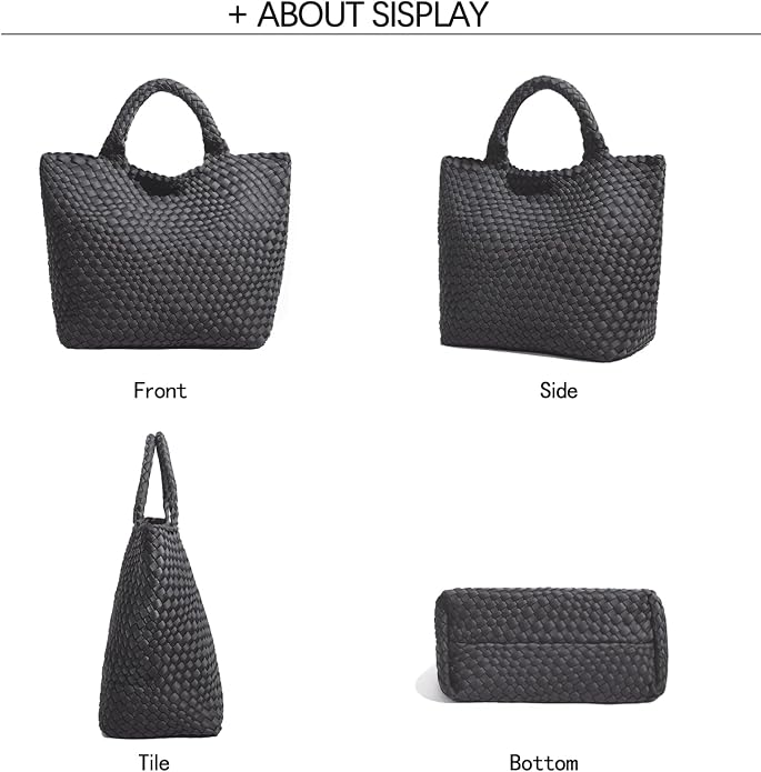 JINMANXUE Woven Hobo Bag For Women Neoprene Tote Bag Large Capacity Handbag Patchwork Handmade Casual Shoulder Bags - Image 5