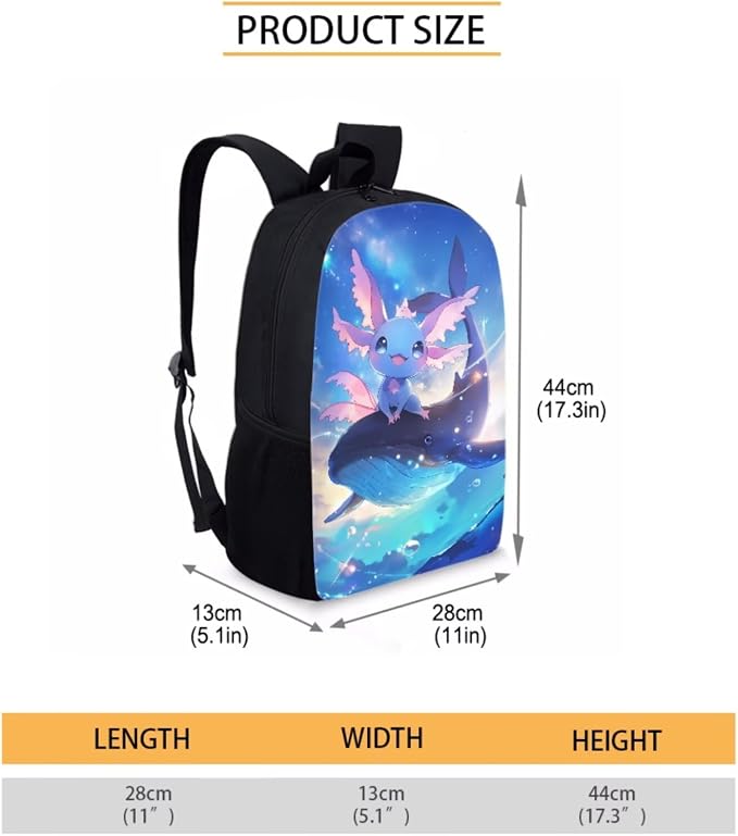 Blue Axolotl Backpack and Lunch Bag Set for Girls 6-8/5-7 Killer Whale Elementary School Bookbag for 1st Grade Galaxy Preschool Back Pack Lunch Box Pencil Case Water Bottle Holder 4 in 1 - Image 4