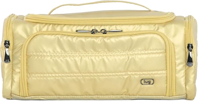 Lug Trolley Cosmetic Case for Travelers – Accordion Brush Pocket, Trolley Sleeve, 100% Polyester – METALLIC GOLD by Lug