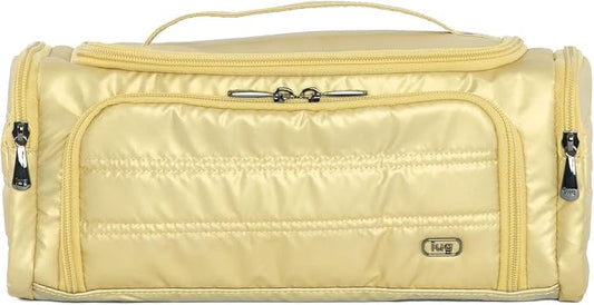 Lug Trolley Cosmetic Case for Travelers – Accordion Brush Pocket, Trolley Sleeve, 100% Polyester – METALLIC GOLD by Lug