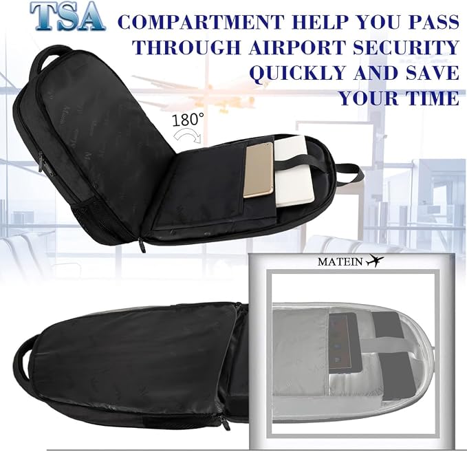 MATEIN 18 Inch Laptop Backpack, Extra Large TSA Friendly Laptop Travel Bag | Anti-Theft, Flight Approved, Business Work & College, Computer Backpack for Women Men, Big Bag with Luggage Strap, Black - Image 8