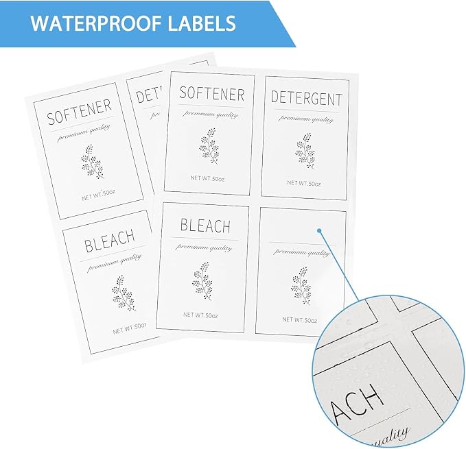 Laundry Detergent Dispenser Set with Labels and Handle for Laundry Room Organization and Storage- Easy Pour 2 Pack 50 oz Liquid Laundry Containers for Laundry Room Decor, Farmhouse Decor - Image 3