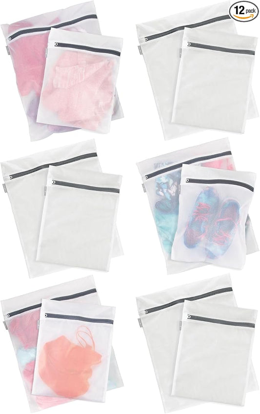 iDesign Medium and Large Laundry Delicates-Set of 12-White Mesh Wash Bags M12 by iDesign