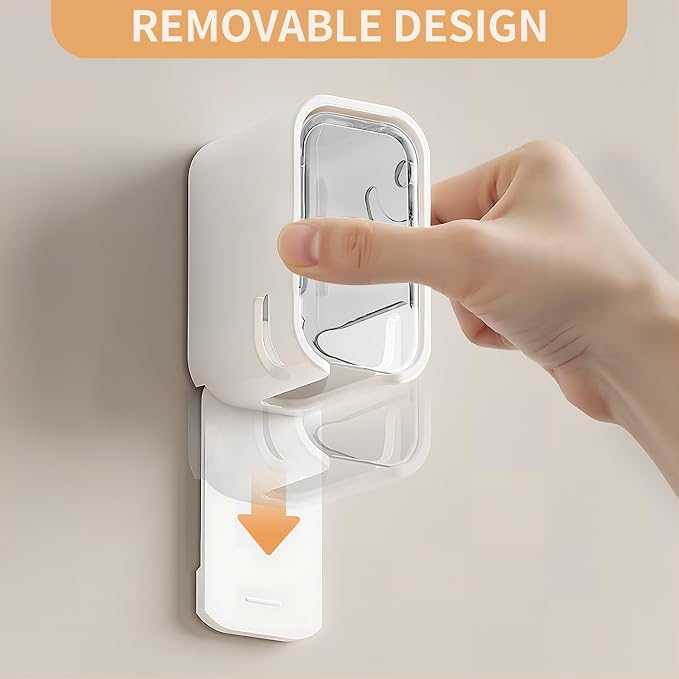 Wall Mounted Toothbrush Holders for Bathroom,Strong Self Adhesive Tooth Brush Holder with Cover, Toothbrush Heads Organizer for Family, 4 Pcs Clear White - Image 5