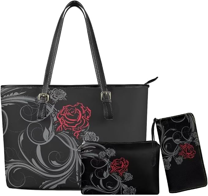 Women Purse Handbags Wallet Sets Leather Shoulder Tote Bag for Women,Top Handle Purse with Wrist Wallet Bag by Unknown