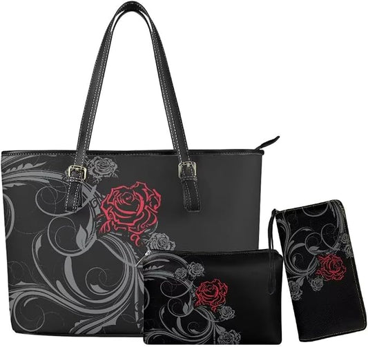 Women Purse Handbags Wallet Sets Leather Shoulder Tote Bag for Women,Top Handle Purse with Wrist Wallet Bag by Unknown