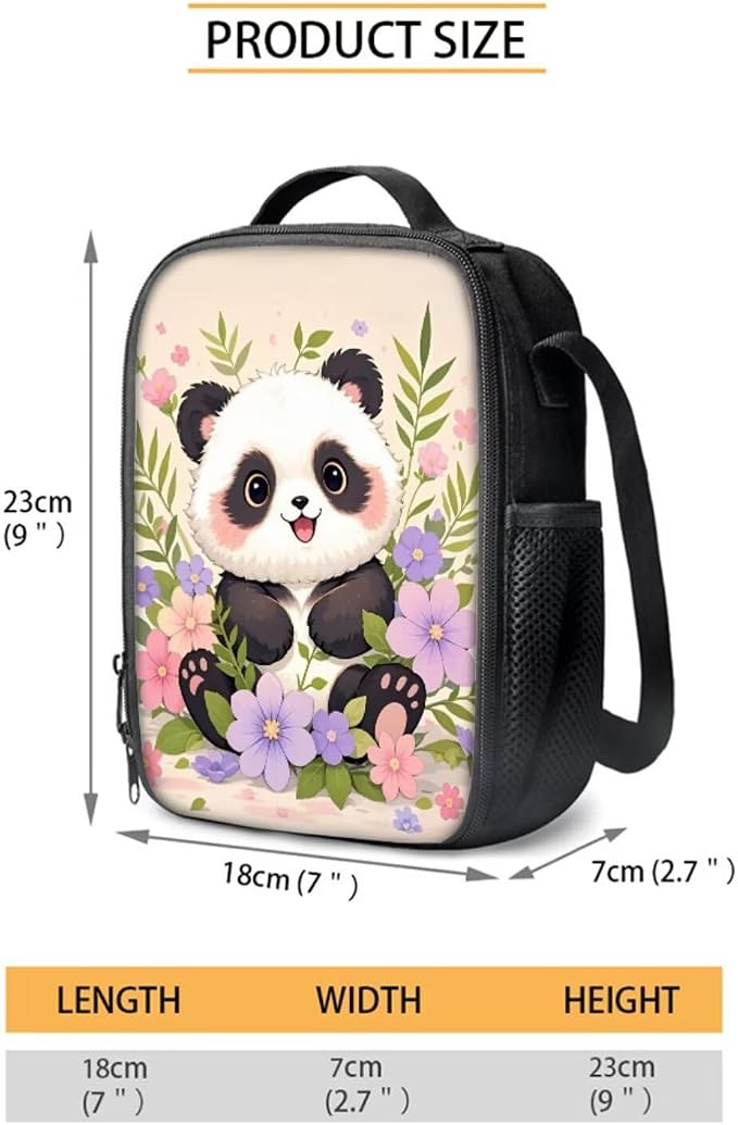 Forchrinse School Backpack for Girls 3Pcs Panda Backpacks Set with Lunch Box Pencil Case Kids 17 Inch Bookbag Large Capacity School Bag for Kindergarten/Elementary/Preschool - Image 4