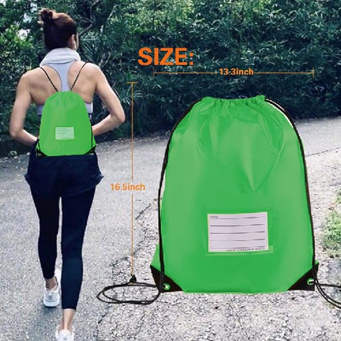 30 Pack Drawstring Bags,Bulk Draw String Backpack, DIY Gym Sports Cinch Bag Sackpack for Women Men, Green - Image 5