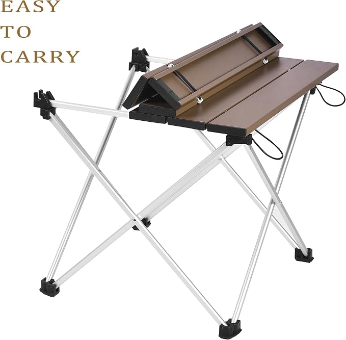 Grope Portable Camping Table with Aluminum Table Top, Folding Beach Table Easy to Carry, Prefect for Outdoor, Picnic, BBQ, Cooking, Festival, Beach, Home (Coffee-S) - Image 8