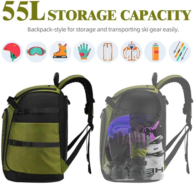 TurnWay Ski/Snowboard Boot Backpack/Ski Boot Backpack | Excellent for Store All Gear | Travel with Waterproof Exterior, Reflective Strip for Men, Women and Youth - Image 5