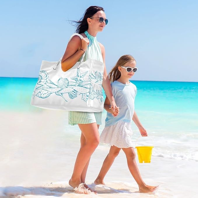 senya Large Beach Shoulder Bags Canvas Tote Water Resistant for Gym Travel Daily - Image 2