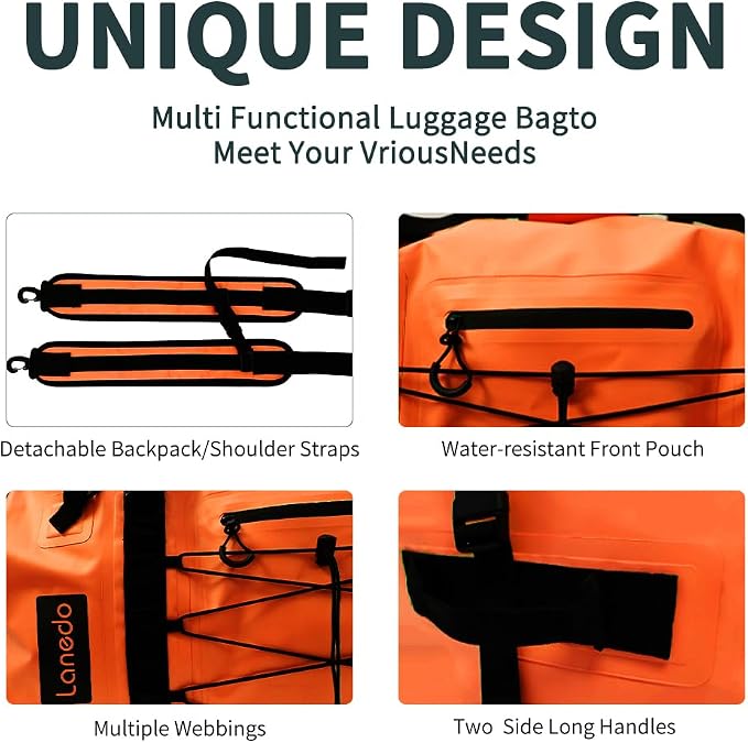 80L Dry Bag Large Waterproof Bag Roll-Top Heavy Duty Fishing Duffel Bag with Durable Straps & Handles for Kayaking Paddle boarding Boating Rafting Fishing - Image 4