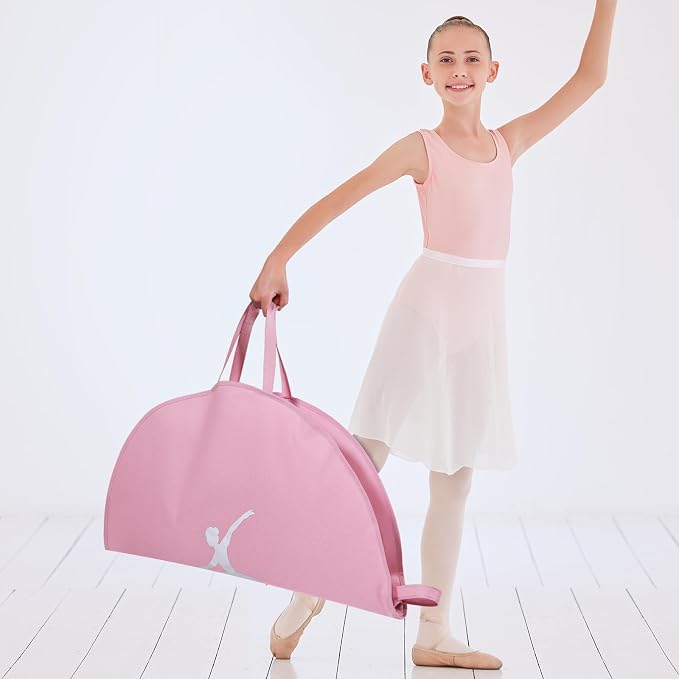 KEEGH Girls Tutu Garment Bag 35 Inch Ballet Tutu Bag, Foldable Dance Costume Garment Bag for Hanging Clothes, Pancake Dance Bag for Dancers with Handle Strap for Travel or Storage, Pink - Image 6