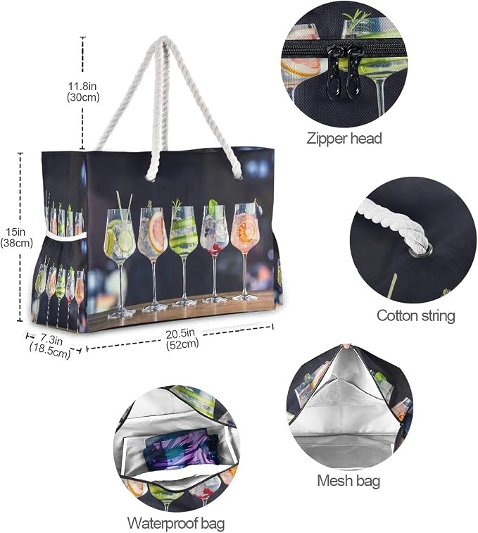 senya Large Beach Shoulder Bags Canvas Tote Water Resistant for Gym Travel Daily - Image 6