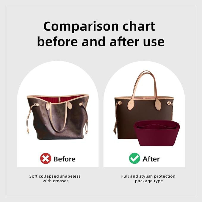 DGAZ Purse Organizer Insert Fits Neverfullbag BB/PM/MM/GM，Silk Bag Organizer，Luxury Handbag & Tote Shaper(Rouge H,BB) - Image 4