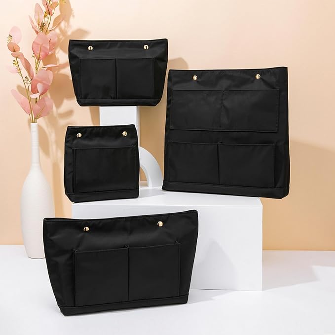Lightweight Handbag Organizers Insert with Multiple Pockets - Handbag Organizer for Storage and Organization, Cosmetic Bag (Nylon-black,L) - Image 5