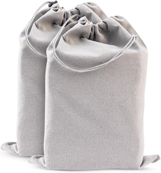 LFH Cotton Rich Shoe Storage Bags with Drawstring, Dustproof Breathable Reusable Organizer, Perfect For Travel, Dorm, Hotel, College, Gym, Easy to Carry, Machine Washable 12"x17" (Pack of 2) - Grey by LFHHomePrivateLimited