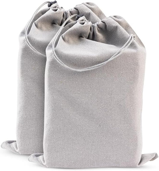 LFH Cotton Rich Shoe Storage Bags with Drawstring, Dustproof Breathable Reusable Organizer, Perfect For Travel, Dorm, Hotel, College, Gym, Easy to Carry, Machine Washable 12"x17" (Pack of 2) - Grey by LFHHomePrivateLimited