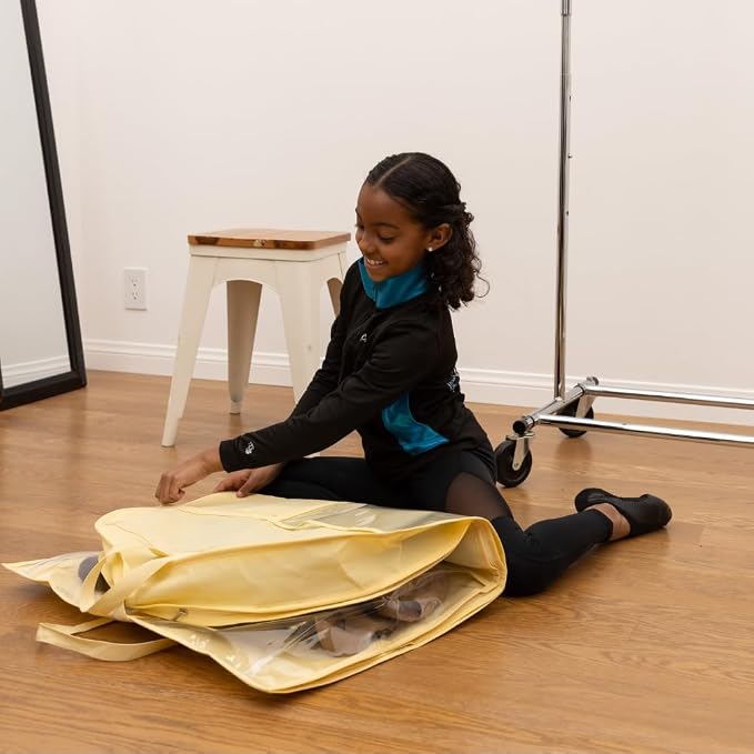 Waterproof Hanging Garment Bag 40 inch Clothes Bag with Gusset, 5 Pockets & Side Zip for Dance Costumes, Sports, Skating, Theatre, Beauty Pageants & More by Kendall Country, Sunshine Yellow - Image 4