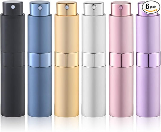 Travel Perfume Bottle Refillable - Cologne Spray Atomizer Mini - Small Travel Size Empty Sprayer for Refill Sample Container - Portable Fragrance Decant Dispenser for Women Men 8ml 6PCS Gold