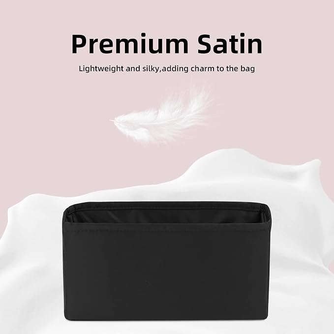 DGAZ Silk Purse Organizer Insert For Lady-Dior Micro/Mini/S/M/L bags，Silky Smooth Bag Organizer，Luxury Handbag & Tote Shaper（Black，S） | Soft and Lightweight,Perfect Fit,Multi-pocket Storage,Bag Protector,Luxury Bag Care,Handmade,for Smooth Bag Organizer - Image 3