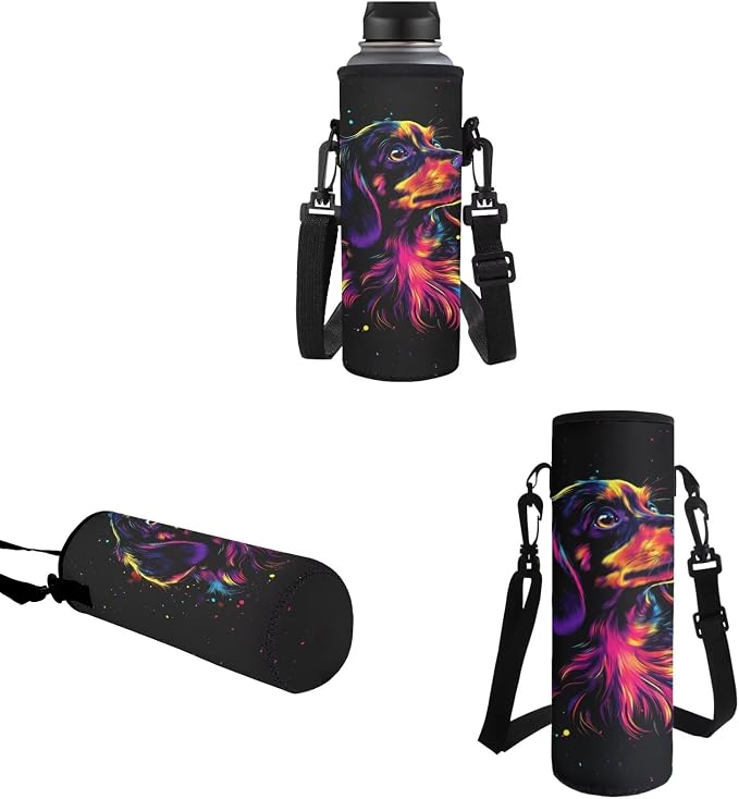 School Backpack 4 Pcs Set Include Insulated Lunch Bag and Pencil Box and Water Bottle Bag, Dachshund Painting School Bookbag Outdoor Travel Bags Casual Daypack for Teens - Image 5
