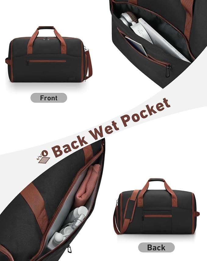 Convertible Garment Bags for Travel, 47L Garment Duffle bag for Hanging Clothes, 3 in 1 Suit Travel Bag for Business Trips with Shoulder Strap, Carry On Suit Luggage for Men,Blackbrown - Image 7