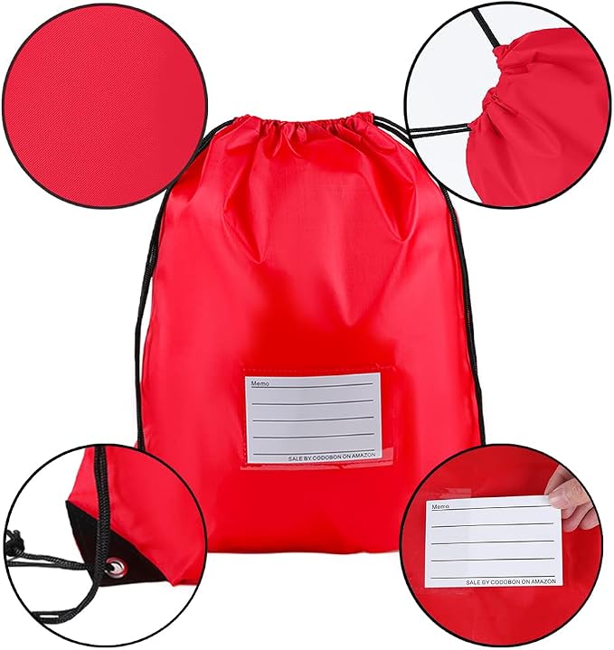 CODOBON 50 Pack Drawstring Bags,Bulk Draw String Backpack, DIY Gym Sports Cinch Bag Sackpack for Women Men, Red - Image 3
