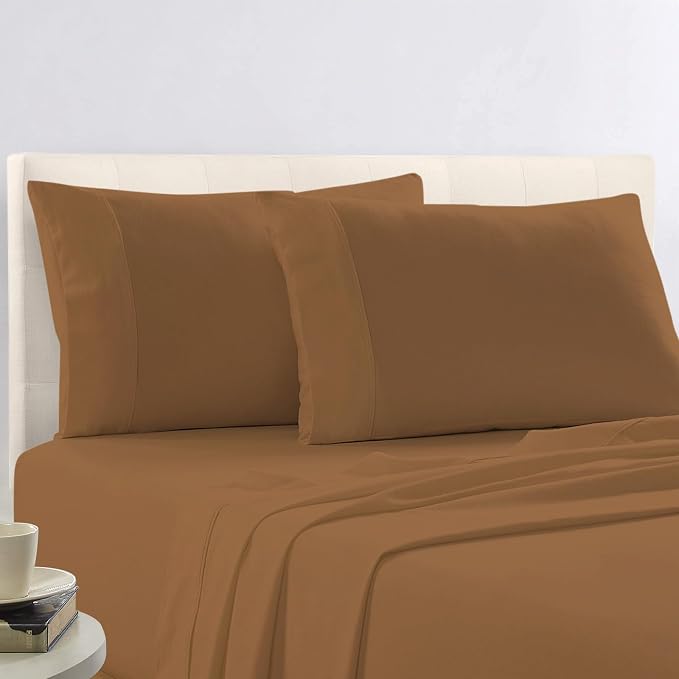 Pizuna Pure 100% Cotton Pillow Cases King Size Set of 2 Mocha Brown, Luxurious 400 Thread Count Long Staple Cotton Sateen with Envelope Closure (Combed Mocha Brown Cotton Pillow Cases King) by Pizuna