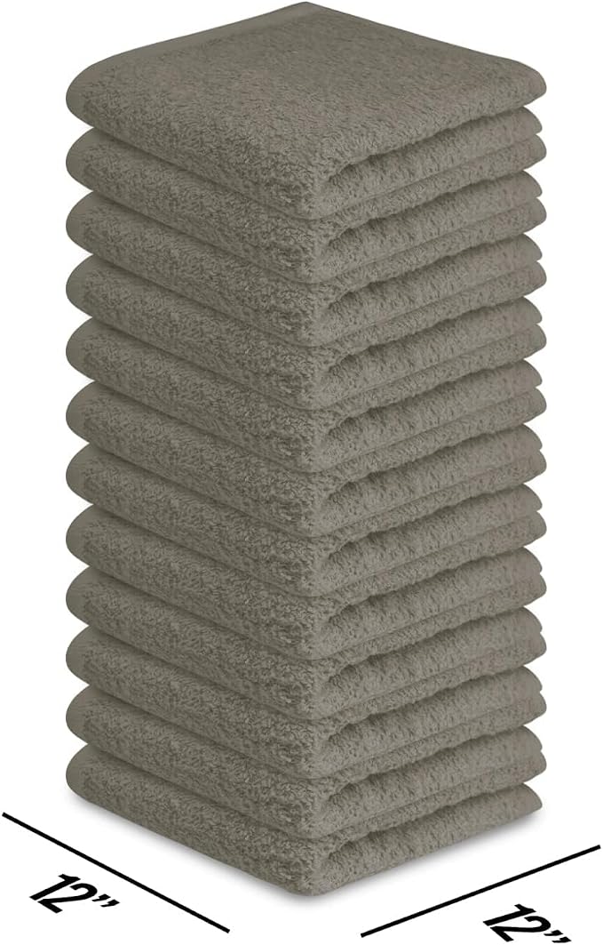 100% Cotton Ring Spun Wash Cloths – Bulk Pack of Washcloths – 12x12 Inches – Wash Cloth for Face, Highly Absorbent, Soft and Face Towels (Taupe, 60 Pack) - Image 6