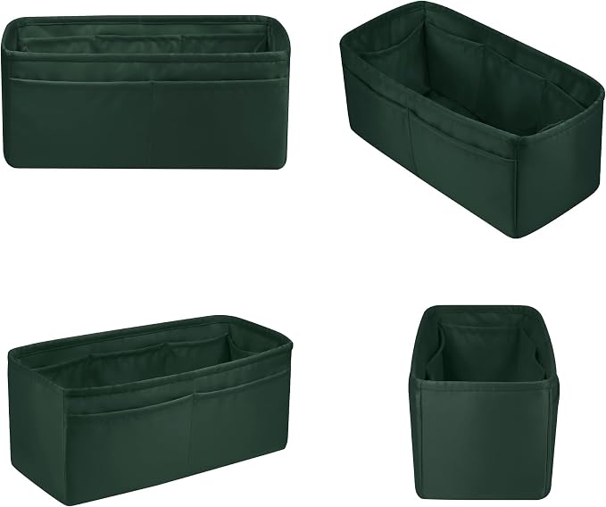 Satin Purse Organizer for Birkin 40, Vert Anglais | Custom Fit, Multiple Pockets, Lightweight Purse Essentials, Ideal for Travel, Shopping, and Daily Use - Image 9