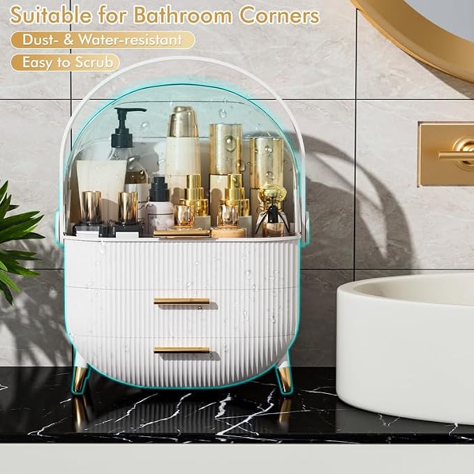 NestOrganix Makeup Organizer Skincare Organizers - Cosmetic Display Cases with Transparent Cover, SkinCare Organizers for Bathroom Countertop, Bedroom Vanity Desk, Lipstick Organizer, White Upgarde - Image 5