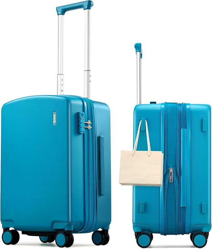 Hanke 20 Inch Expandable Carry On Luggage, 22x14x9 Airline Approved, TSA Lock Hard Shell Lightweight Suitcase for Men Women (Caribbean Blue) by Hanke