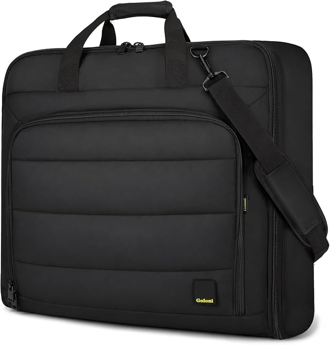 Travel Garment Bag for Women,Lightweight Puffy Carry on Garment Bag for Hanging Clothes,44.7'' Waterproof Travel Suit Bag with Shoulder Strap,2 in 1 Foldable Duffle Bag,Black by GoloniYourStyleYourRule