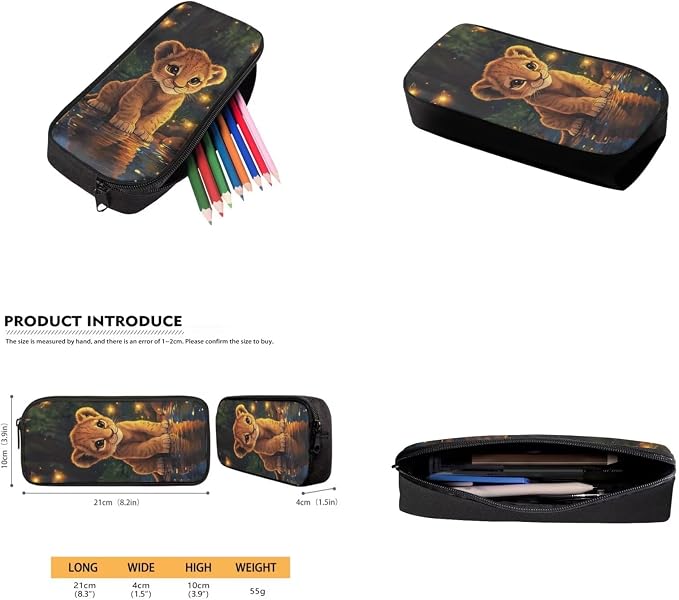 Cute Lion Backpack for Kids Boys Backpack with Lunch Box Water Bottle Carrier and Zipper Pencil Case 4PCS Set Bookbag with Front Pocket for School 17 inch Elementary School Bag for Girls - Image 5