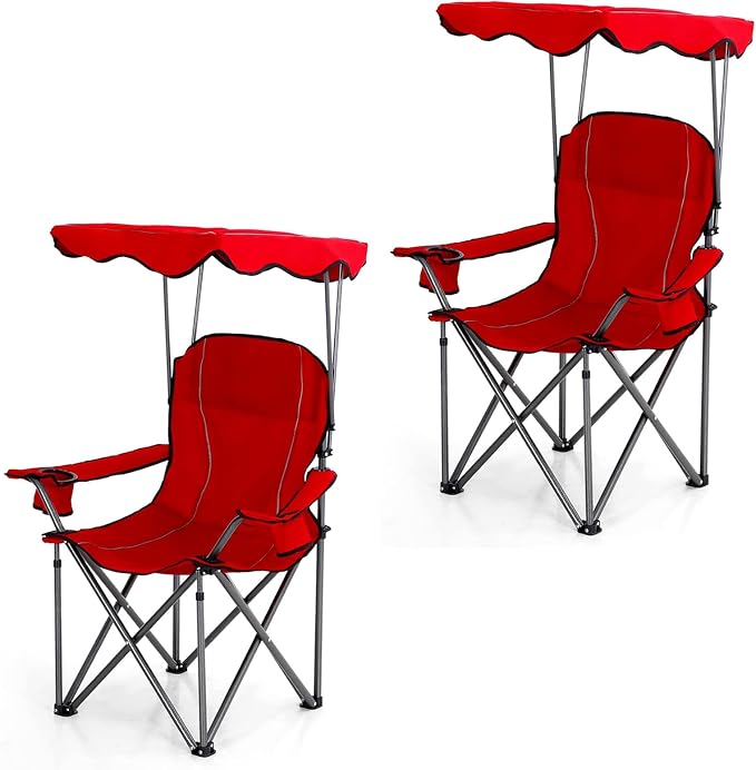 ALPHA CAMP Oversized Camping Chair with Shade Canopy, Folding Lawn Chairs by ALPHACAMP