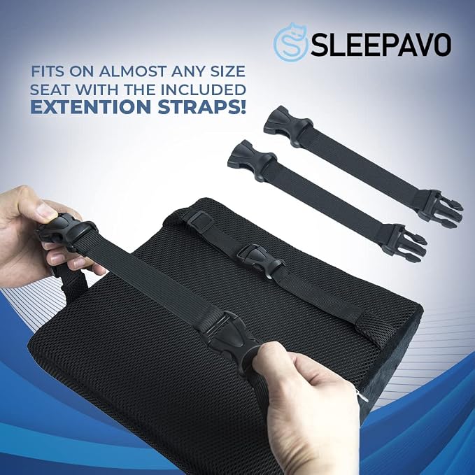 Sleepavo Memory Foam Seat Cushion for Office Chair-Orthopedic Back and Butt Pillow for Sciatica Tailbone Coccyx Hip Pain Relief for Sitting, Gaming, Desk, Car, Airplane-Padded Lumbar Support Pillow - Image 5