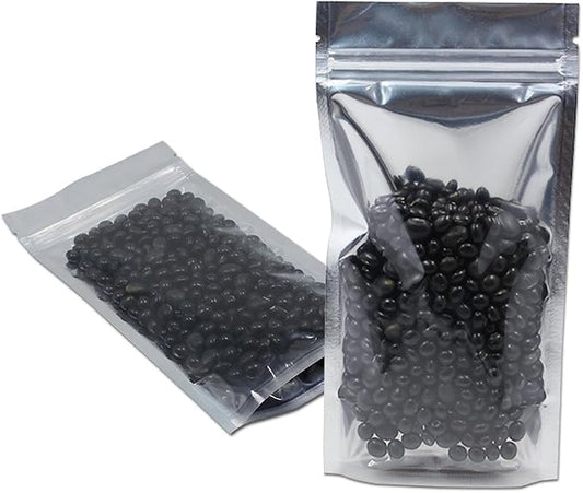 FERENLI 100 Pieces Stand Up Clear Front Zipper Lock Resealable Aluminum Mylar Foil Plastic Packaging Bag for Zip Heat Seal Package Lock with Tear Notch Long Term Food Storage 7.8x11.8 inch by FERENLI