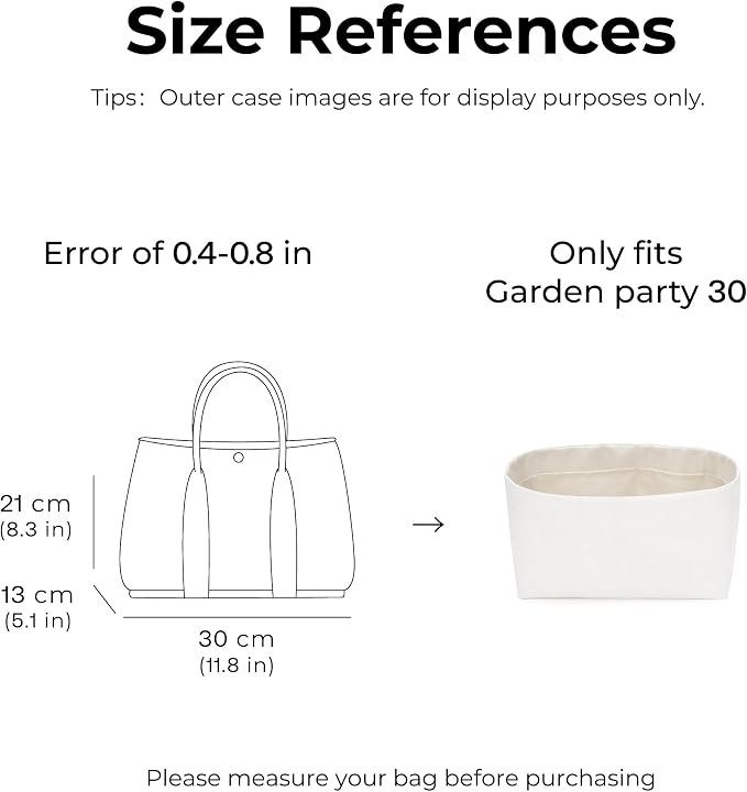 Tote Bag Organizer Insert for HERMES Garden Party 30, Custom Fit Inside Premium Craie Lightweight WaterResistant Purse Insert with Cup Holder Accessories - Image 2