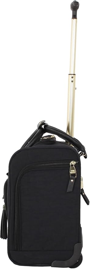 steve madden Designer 15 Inch Carry on Suitcase- Small Weekender Overnight Business Travel Luggage- Lightweight 2- Rolling Spinner Wheels Under Seat Bag for Women (Peek-A-Boo Black) - Image 3