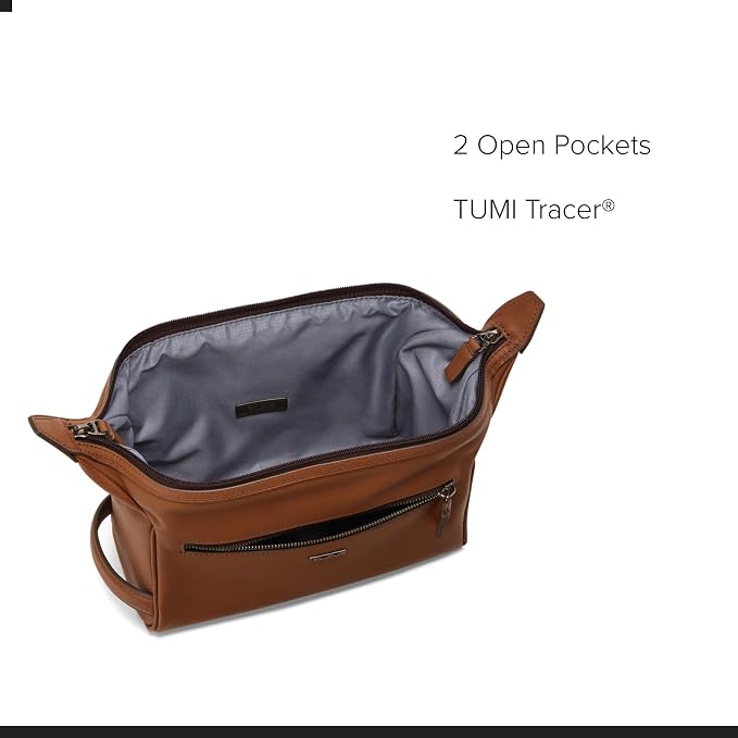 TUMI - Travel Accessories Dopp Kit - Men's Travel Essentials Framed Toiletry Bag - Cognac Leather - Image 3