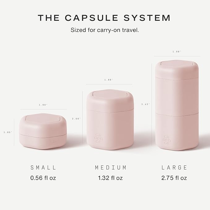 Cadence Travel Containers - 6 Piece Haircare Set - Magnetic Travel Capsules - 2 Small & 4 Medium Capsules - Shampoo, Conditioner, Leave-In Conditioner, Comb, Hair Serum, Hair Gel Labels - Petal - Image 7