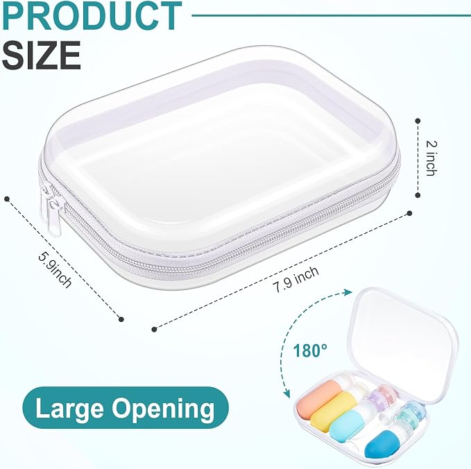 Hoolerry 4 Pcs Hard Clear Zipper Case Makeup Bags Plastic Zipper Pouch Transparent Storage Box Containers for Cosmetics, Snacks, Building Blocks, Puzzles(Clear,7.9 x 5.9 x 2 in,White) - Image 2