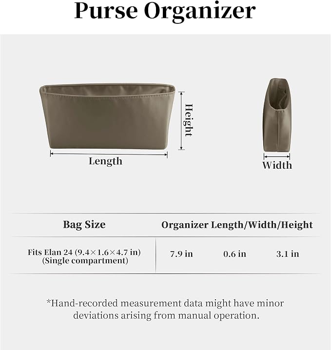 Satin Purse Organizer Insert for Constance Elan, Etoupe grey | Tailored Fit, Multiple Pockets, Lightweight Satin, Purse Essentials, Ideal for Travel, Shopping, and Daily Use - Image 7