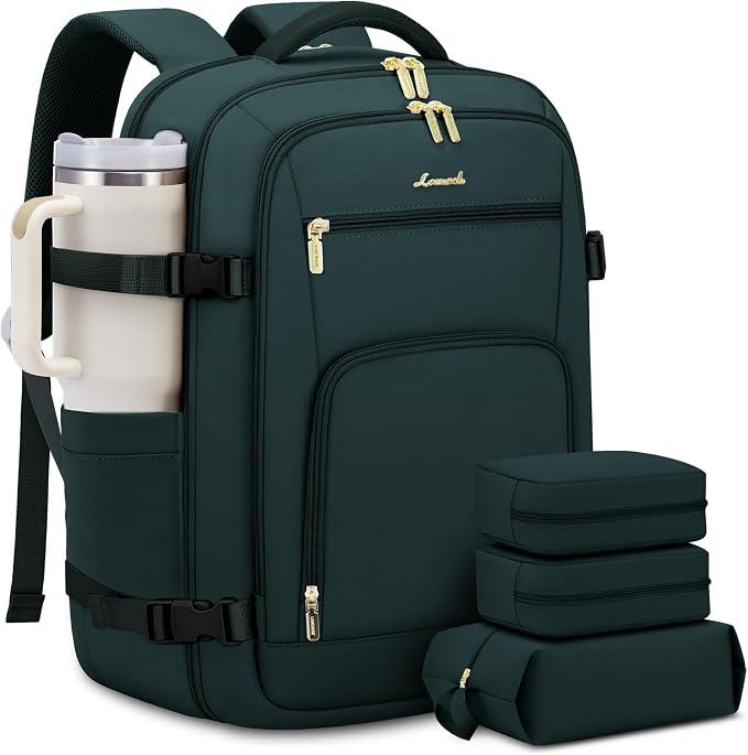 LOVEVOOK Travel Backpack For Women Flight Approved, 50L Large Carry On Backpack For Airplanes, Personal Item Travel Bag, Waterproof 18 Inch Laptop Backpack For Business Weekender Overnight, 4Pcs Set by LOVEVOOK