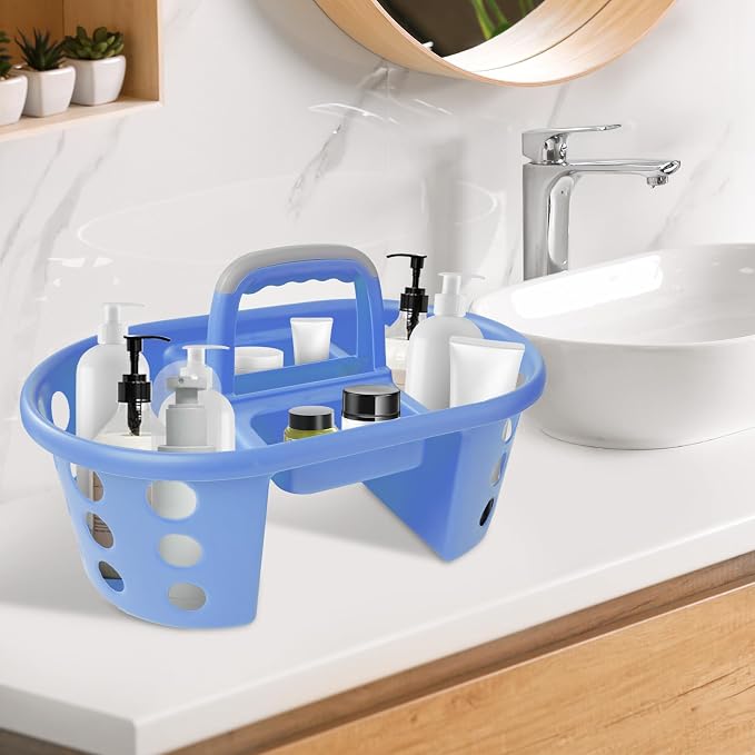 SIMPLYKLEEN Large Shower Caddy Portable 2PC - Made in USA Plastic Jumbo Size Dorm Storage Candy Tote with Handle Shower Organizer for Bathroom, Pantry, Kitchen, College Dorm, Periwinkle - Image 2